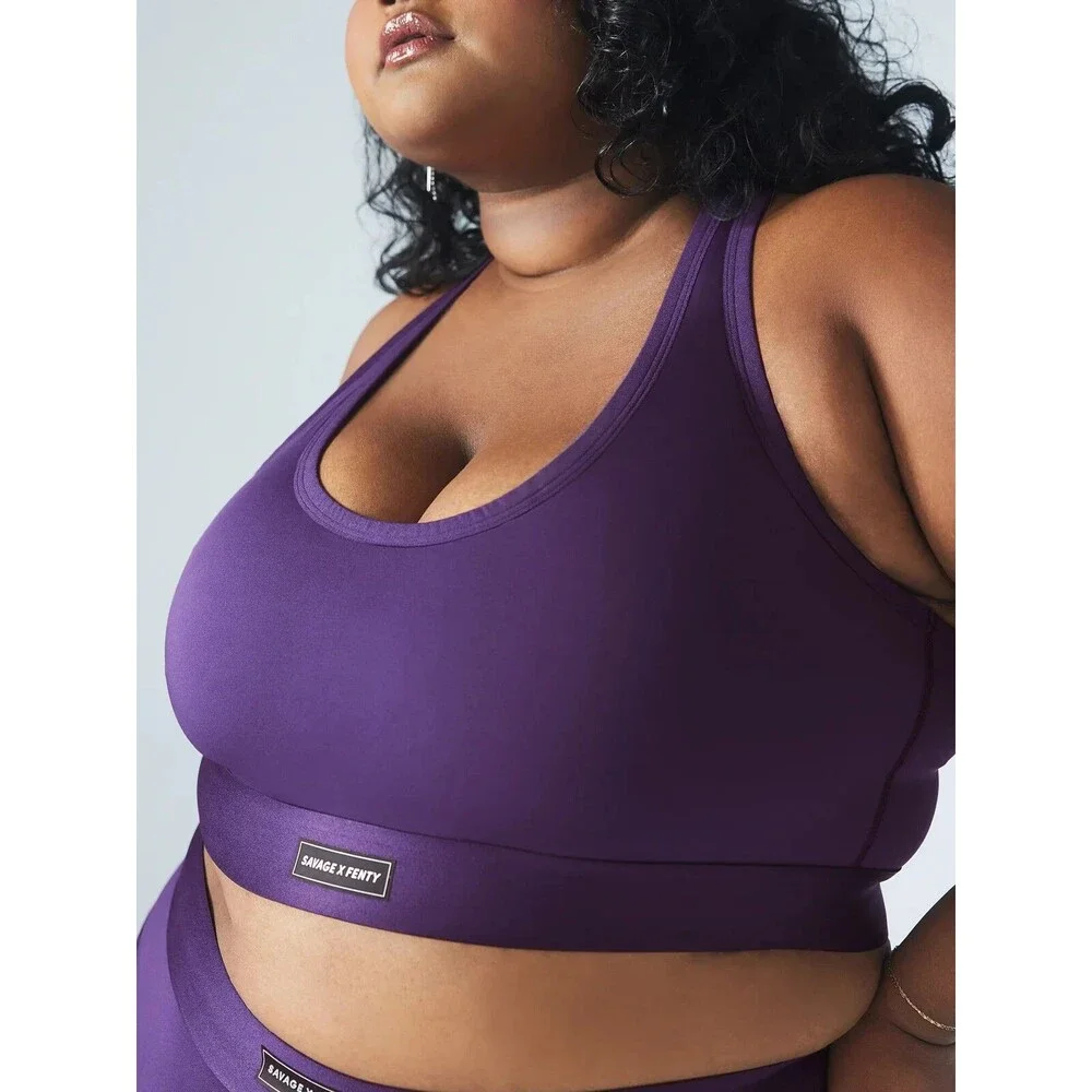 Savage X Fenty Lineup Low Impact Sports Bra Plus Sz 2X Punk Purple Crop Top New